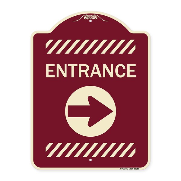 Signmission Flex Post Entrance with Right Arrow Decal for Flex Paddle Aluminum Sign, 18" L, 24" H, BU-1824-23959 A-DES-BU-1824-23959 - main